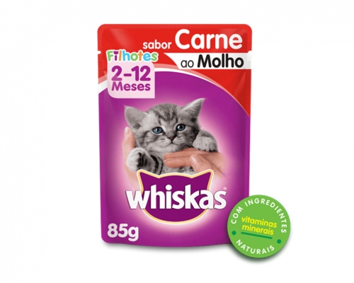 Sachê de Ração úmida para Gatos Filhotes WHISKAS Sabor Carne ao Molho